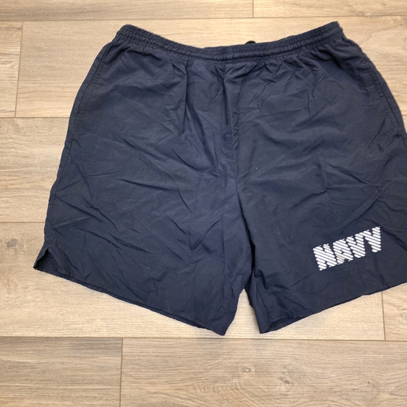 U.S. Navy Shorts Blue Mens Large Physical Fitness Uniform Nylon Reflective Short - Picture 2 of 7